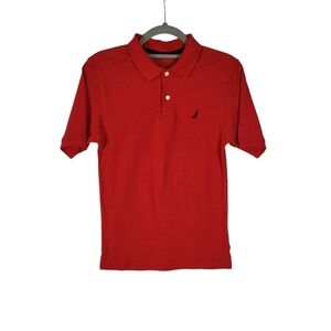 Nautica youth boy's red polo short sleeve t-shirt Size L14/16